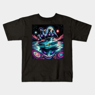 90's style crows laughing shark underneath car Kids T-Shirt